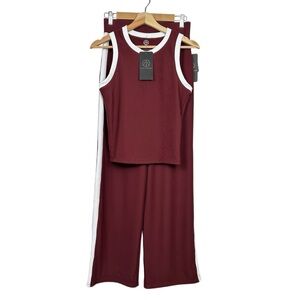 MOVE THEOLOGY NWT Activewear Tank And High Rise Pants Set, Maroon, Size Medium